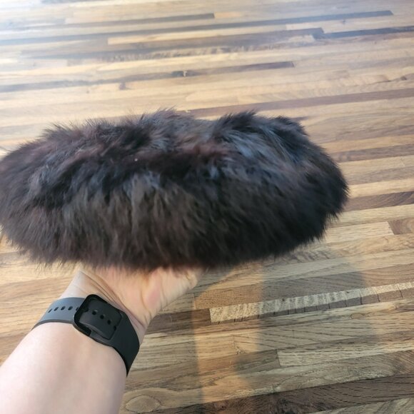 Vintage Ladies Mahogany Brown Real Fur Beret/Hat - Picture 12 of 13